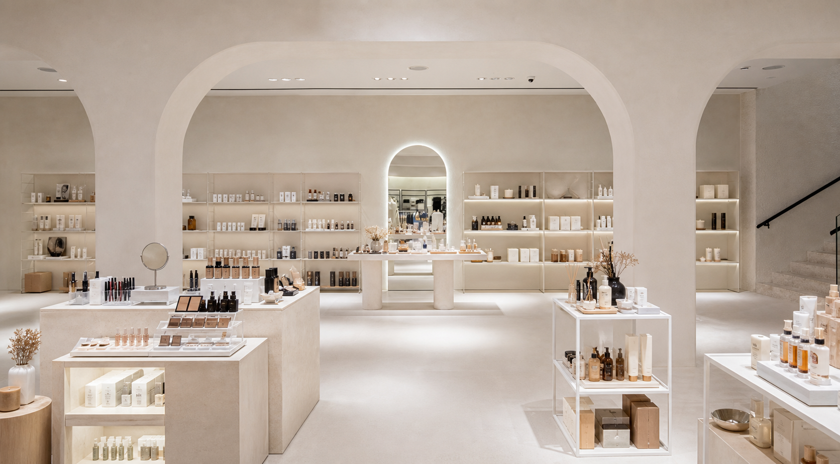 Beauty and Wellness Boutique Interior in Muted Tones