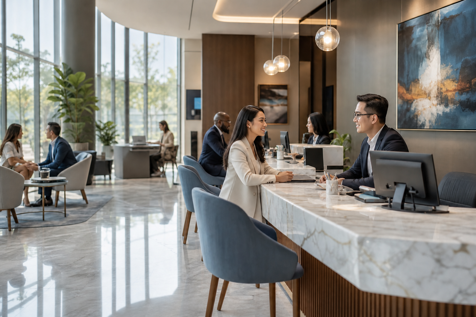 Modern Luxury Bank Branch with Younger Generation Banking