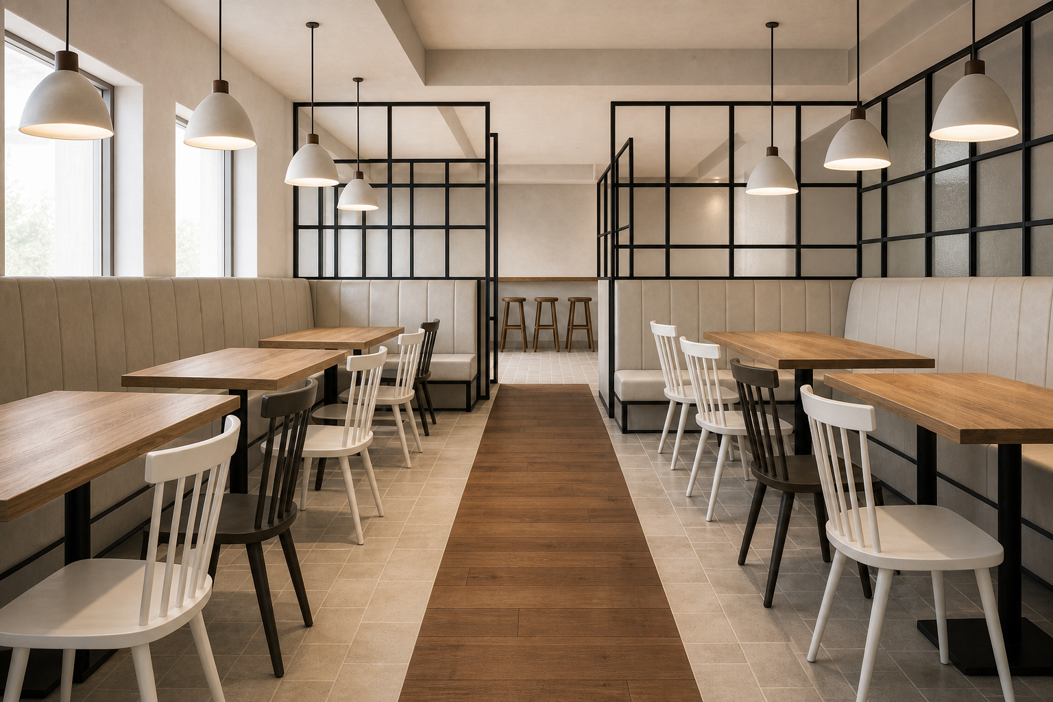 Modern Restaurant Interior in Neutral Tones-1