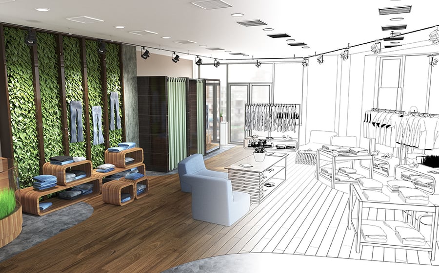 Rendering store interior to reality design