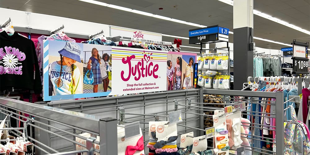 Justice walmart end cap signage featured image_1350x960