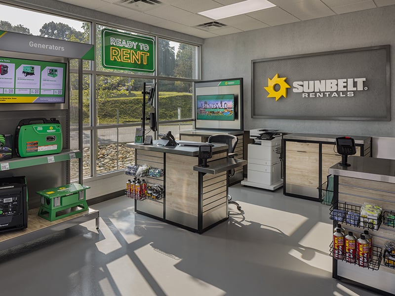 Sunbelt rentals cashier cash wrap interior design