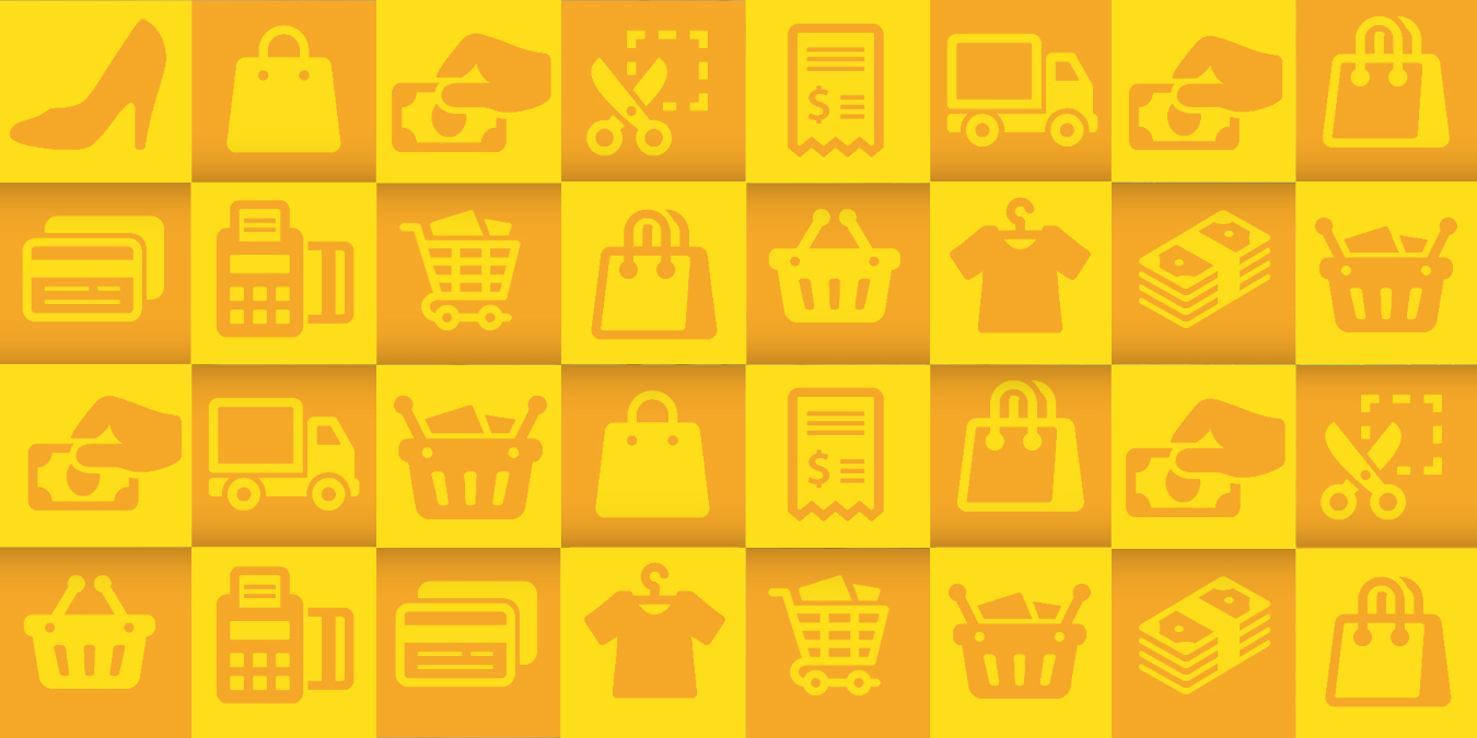 the retail rebound banner shopping icons