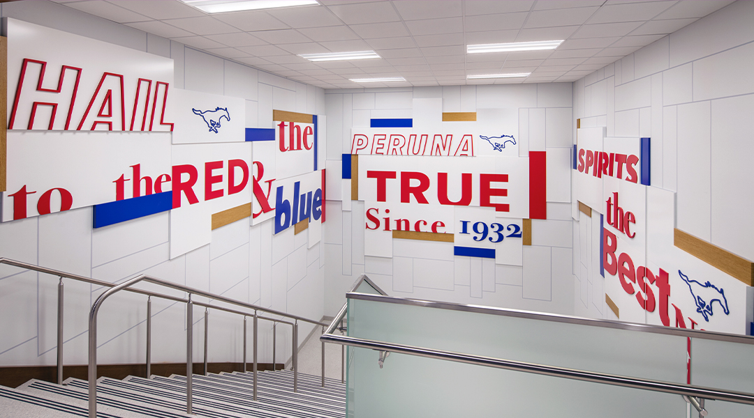 SMU HUGHES TRIGG STAIRCASE VINYL GRAPHICS