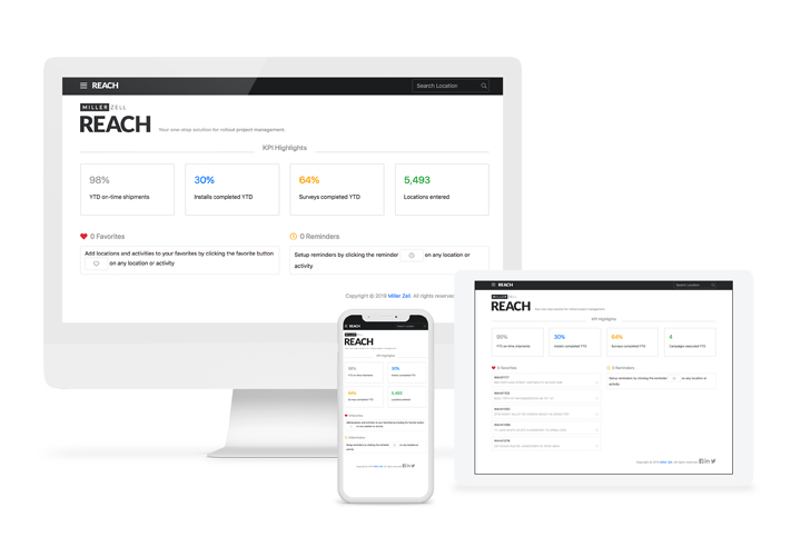 REACH dashboard - imac and iphone mockup